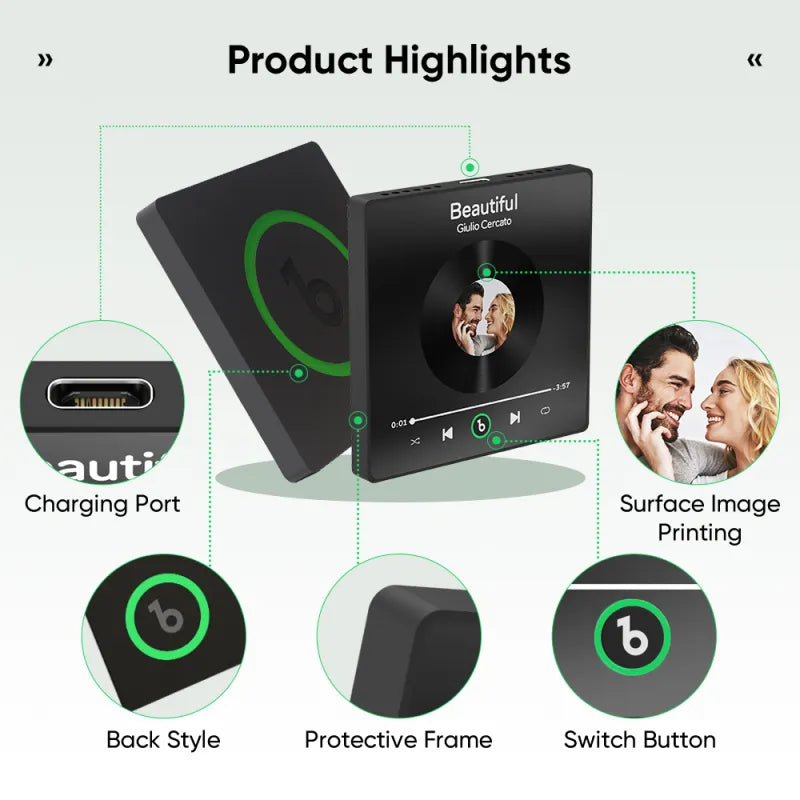 FridgeBeats - Imán para nevera con fotos personalizadas enmarcadas, nombre y corazón, música, especial para San Valentín, nueva actualización 4.0, marco colorido