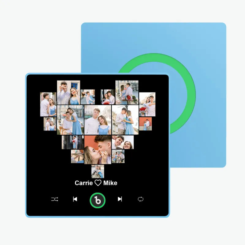 FridgeBeats - Imán para nevera con fotos personalizadas enmarcadas, nombre y corazón, música, especial para San Valentín, nueva actualización 4.0, marco colorido