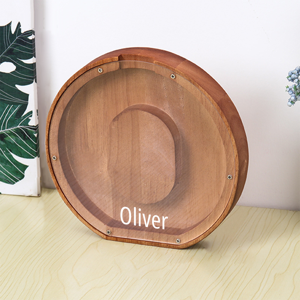 Personalized 26 Letters Piggy Bank Custom Name Wooden Money Box