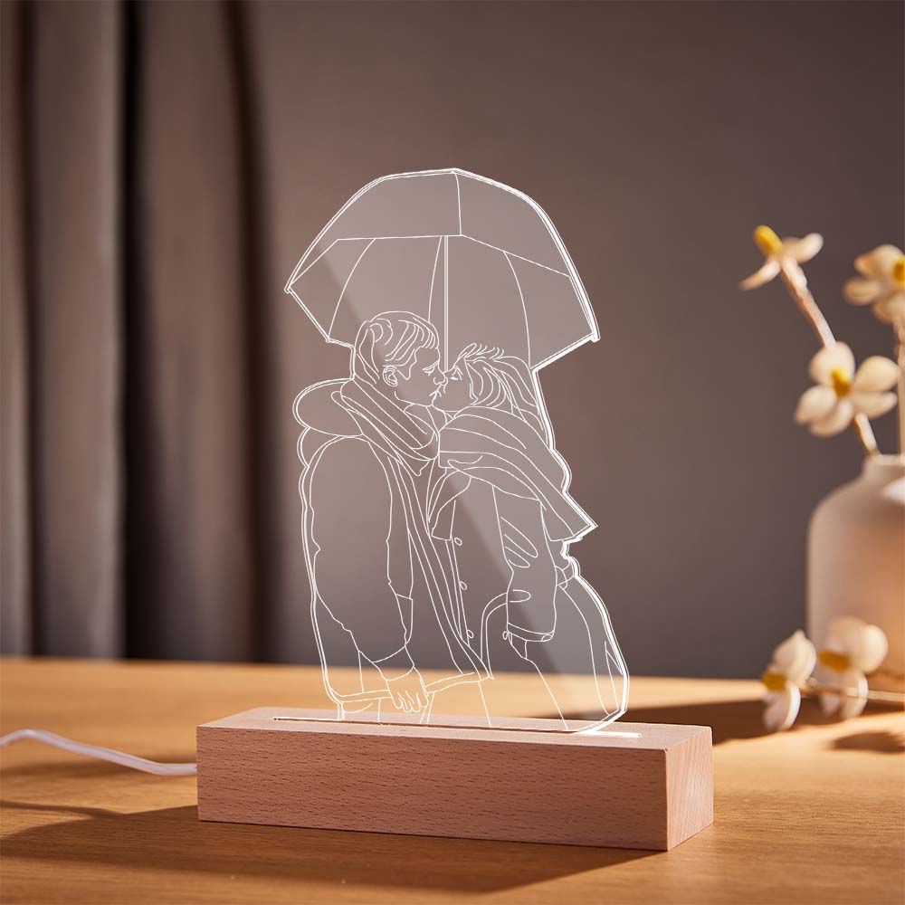 Lámpara de foto 3D personalizada con luz nocturna acrílica que cambia de 7 colores