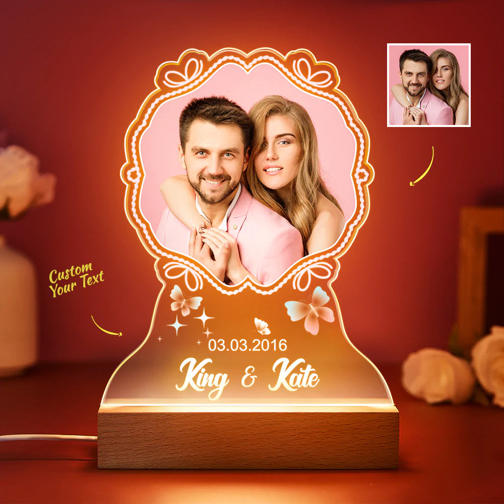 Lámpara LED personalizada con nombre y foto: regalo para ella/él, ideal para San Valentín.