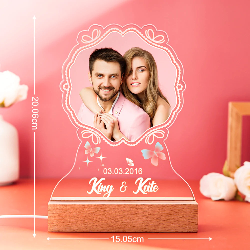 Lámpara LED personalizada con nombre y foto: regalo para ella/él, ideal para San Valentín.