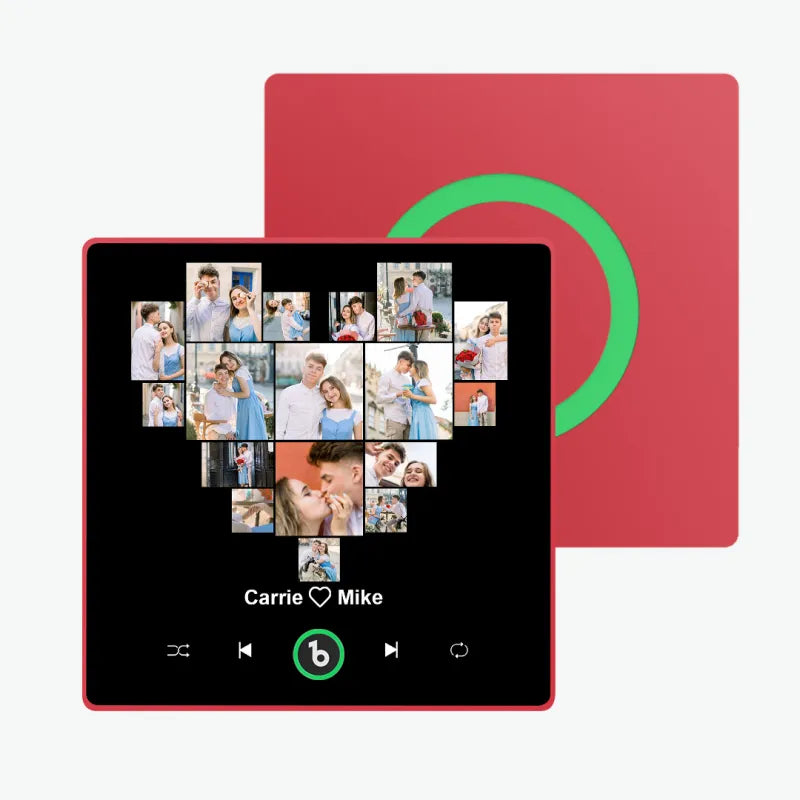 FridgeBeats - Imán para nevera con fotos personalizadas enmarcadas, nombre y corazón, música, especial para San Valentín, nueva actualización 4.0, marco colorido