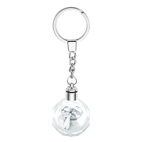Llavero de cristal octagonal con foto personalizada, regalo para parejas