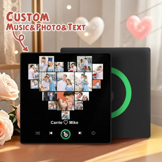 FridgeBeats - Imán para nevera con fotos personalizadas enmarcadas, nombre y corazón, música, especial para San Valentín, nueva actualización 4.0, marco colorido