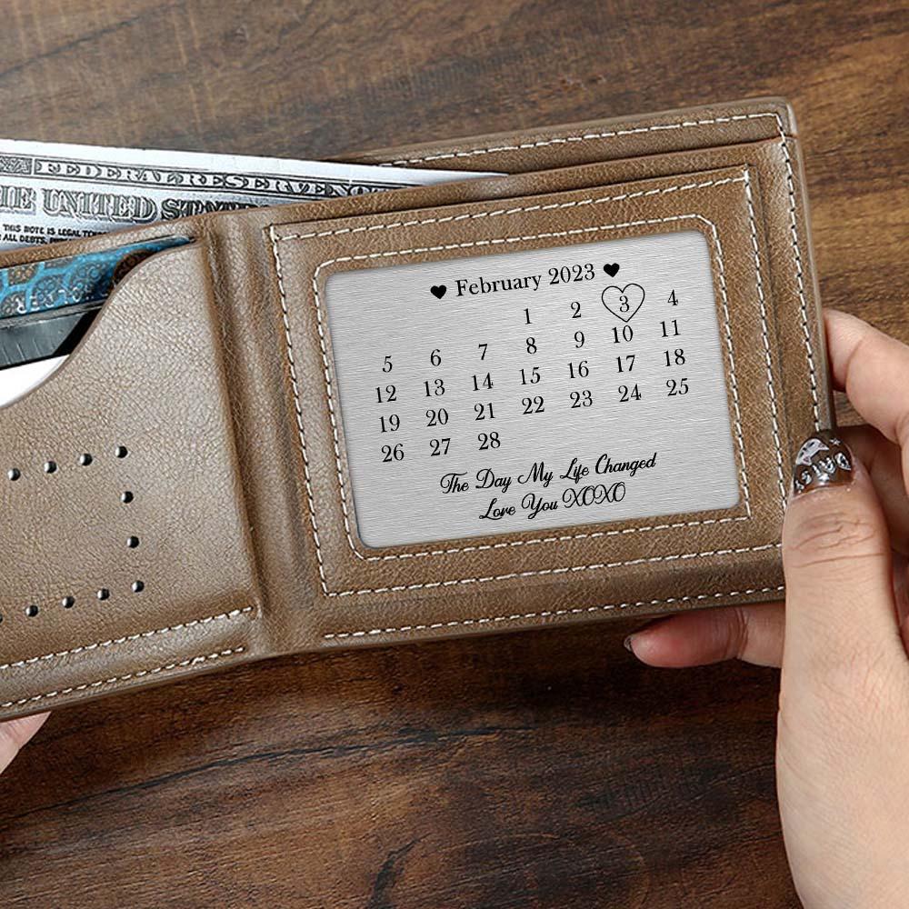 Regalos para el Día del Padre, Tarjeta Billetera Personalizada, Día Mi Vida Cambió, Tarjeta Billetera Metálica, Calendario, Regalo de Recuerdo