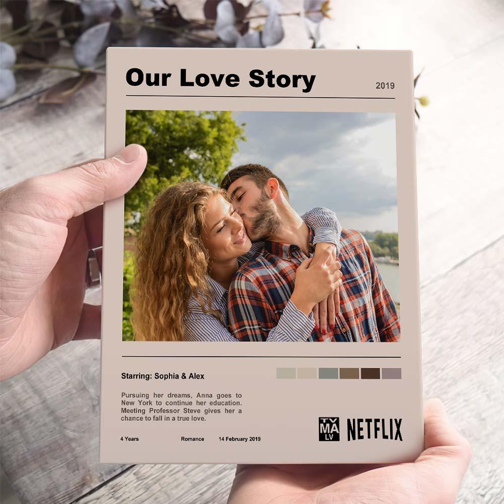 Póster de película, póster de programa de televisión, placa personalizada, historia de amor, regalo para pareja