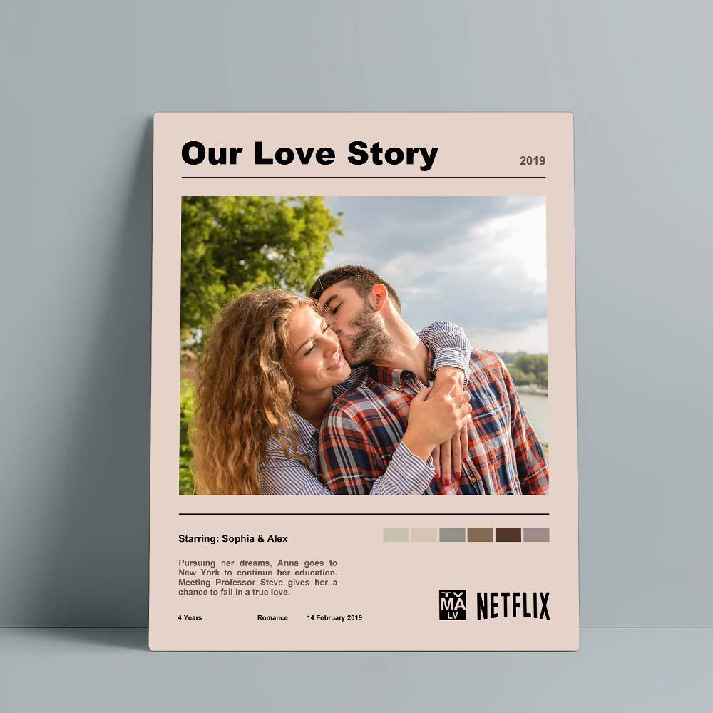 Póster de película, póster de programa de televisión, placa personalizada, historia de amor, regalo para pareja
