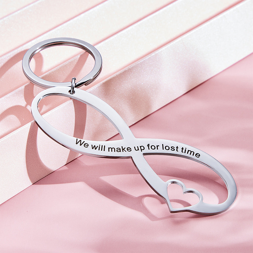 Llavero grabado personalizado con símbolo de infinito, ahuecado, regalos creativos