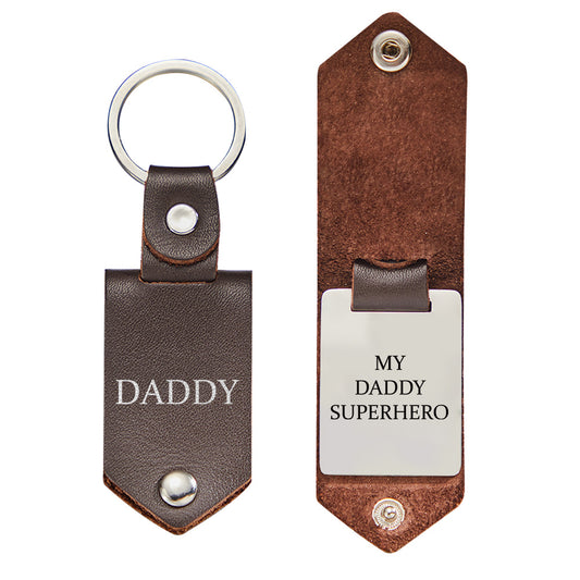 Regalo para él Llavero de cuero Llavero personalizado Mi papá Superhéroe Día del padre 