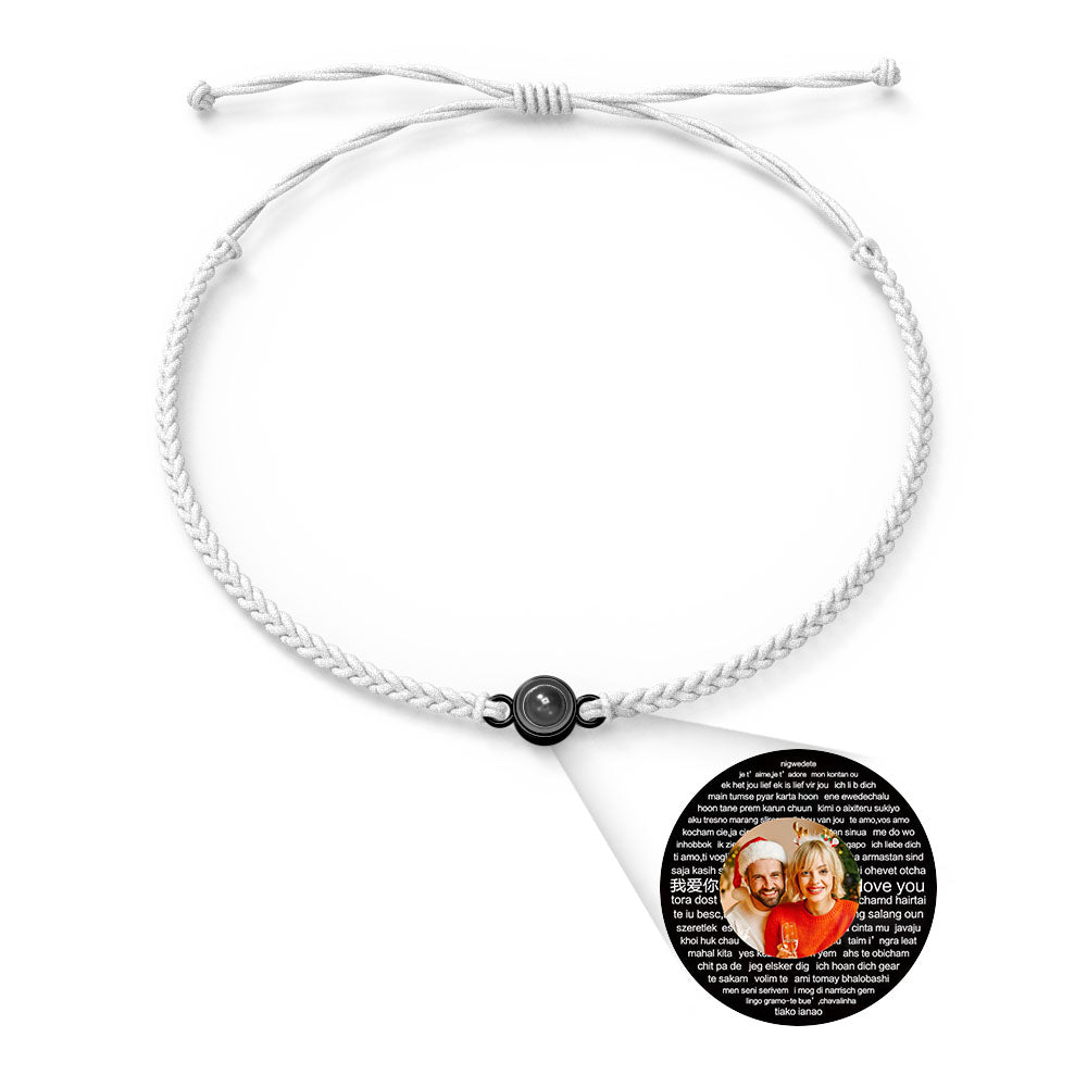 Pulsera con dije de proyección de fotos personalizada, varios colores, estilos, te amo en 100 idiomas, joyería fotográfica minimalista, regalo de cumpleaños