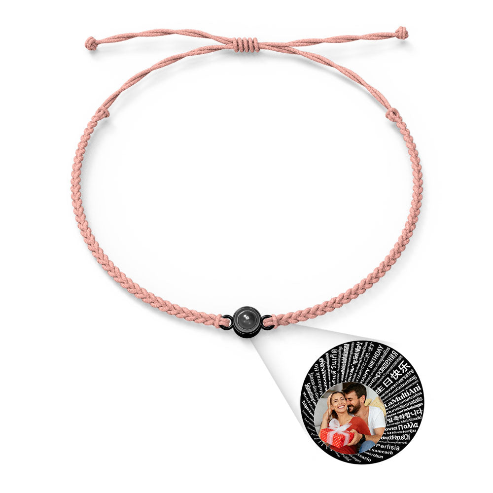 Pulsera con dije de proyección de fotos personalizada, varios colores, estilos, te amo en 100 idiomas, joyería fotográfica minimalista, regalo de cumpleaños