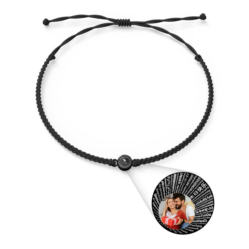 Pulsera con dije de proyección de fotos personalizada, varios colores, estilos, te amo en 100 idiomas, joyería fotográfica minimalista, regalo de cumpleaños