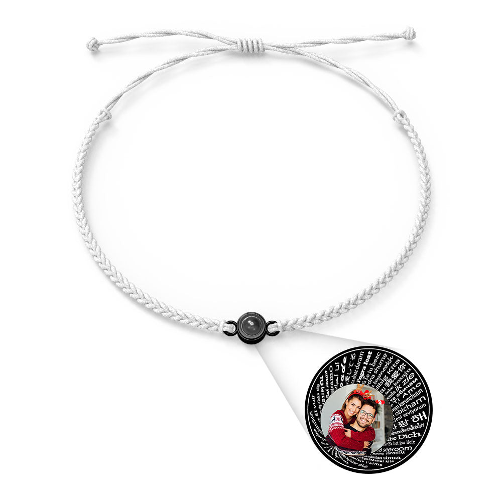 Pulsera con dije de proyección de fotos personalizada, varios colores, estilos, te amo en 100 idiomas, joyería fotográfica minimalista, regalo de cumpleaños