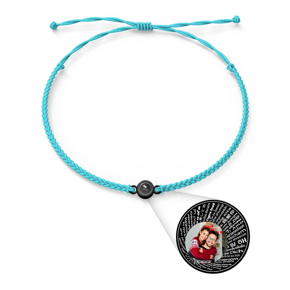 Pulsera con dije de proyección de fotos personalizada, varios colores, estilos, te amo en 100 idiomas, joyería fotográfica minimalista, regalo de cumpleaños