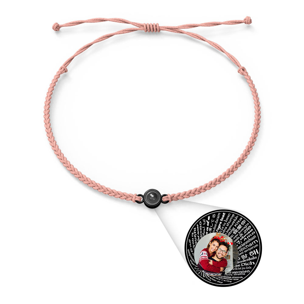 Pulsera con dije de proyección de fotos personalizada, varios colores, estilos, te amo en 100 idiomas, joyería fotográfica minimalista, regalo de cumpleaños