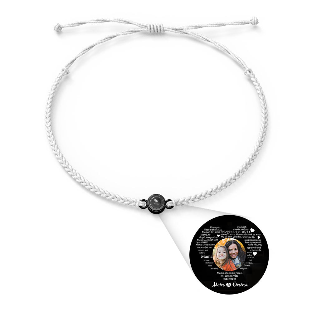 Pulsera con dije de proyección de fotos personalizada, varios colores, estilos, te amo en 100 idiomas, joyería fotográfica minimalista, regalo de cumpleaños