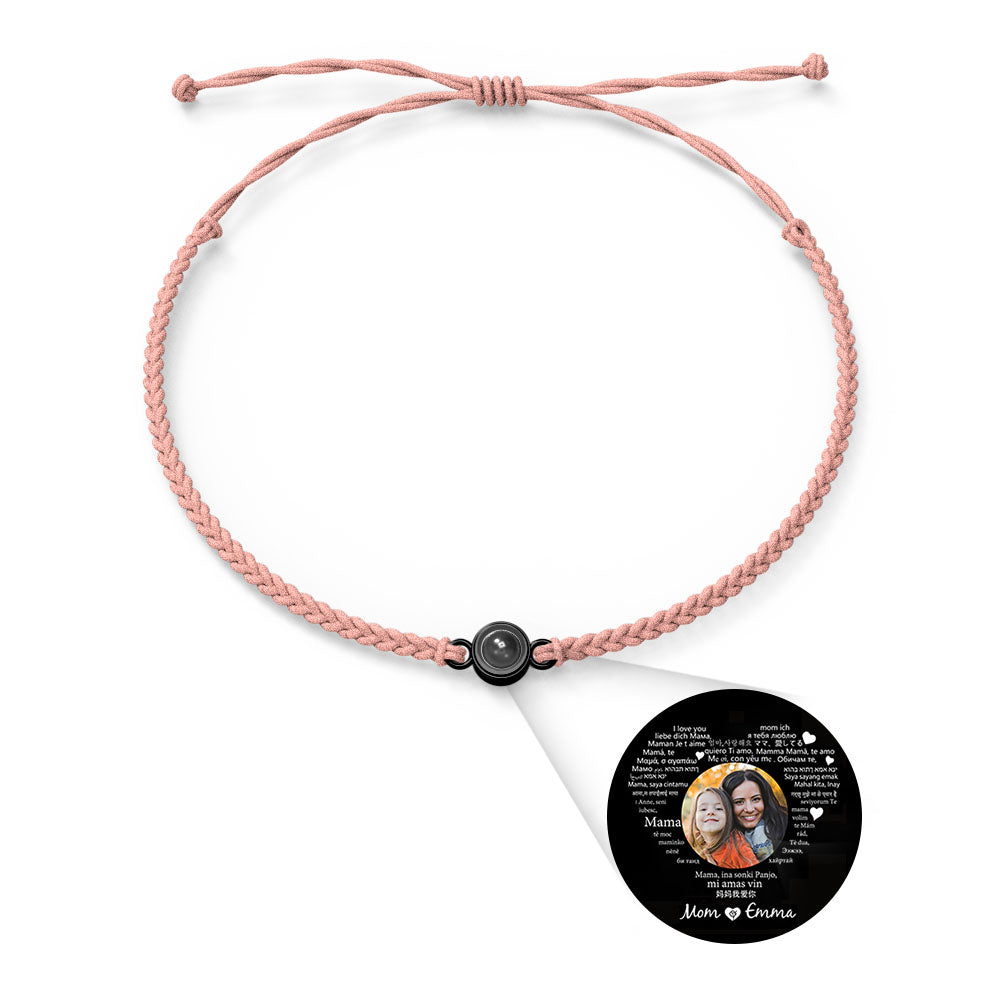 Pulsera con dije de proyección de fotos personalizada, varios colores, estilos, te amo en 100 idiomas, joyería fotográfica minimalista, regalo de cumpleaños