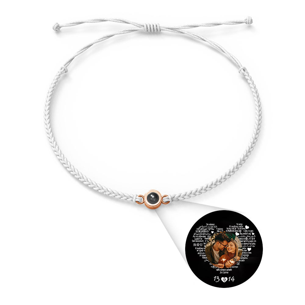 Pulsera con dije de proyección de fotos personalizada, varios colores, estilos, te amo en 100 idiomas, joyería fotográfica minimalista, regalo de cumpleaños