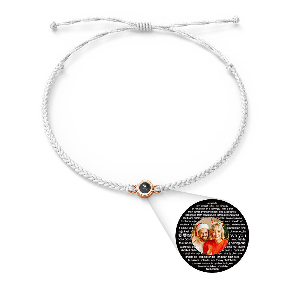 Pulsera con dije de proyección de fotos personalizada, varios colores, estilos, te amo en 100 idiomas, joyería fotográfica minimalista, regalo de cumpleaños