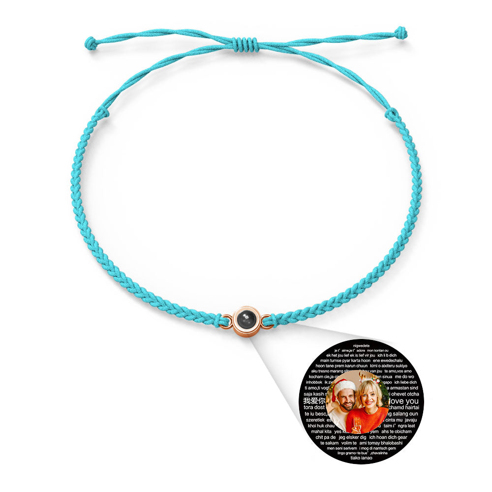 Pulsera con dije de proyección de fotos personalizada, varios colores, estilos, te amo en 100 idiomas, joyería fotográfica minimalista, regalo de cumpleaños