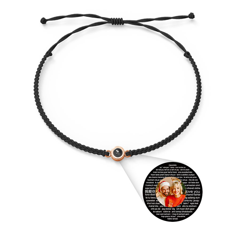 Pulsera con dije de proyección de fotos personalizada, varios colores, estilos, te amo en 100 idiomas, joyería fotográfica minimalista, regalo de cumpleaños