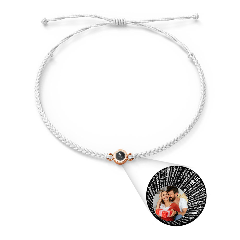 Pulsera con dije de proyección de fotos personalizada, varios colores, estilos, te amo en 100 idiomas, joyería fotográfica minimalista, regalo de cumpleaños