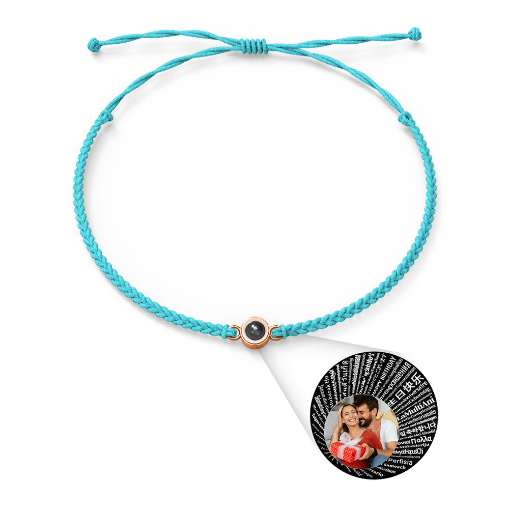 Pulsera con dije de proyección de fotos personalizada, varios colores, estilos, te amo en 100 idiomas, joyería fotográfica minimalista, regalo de cumpleaños