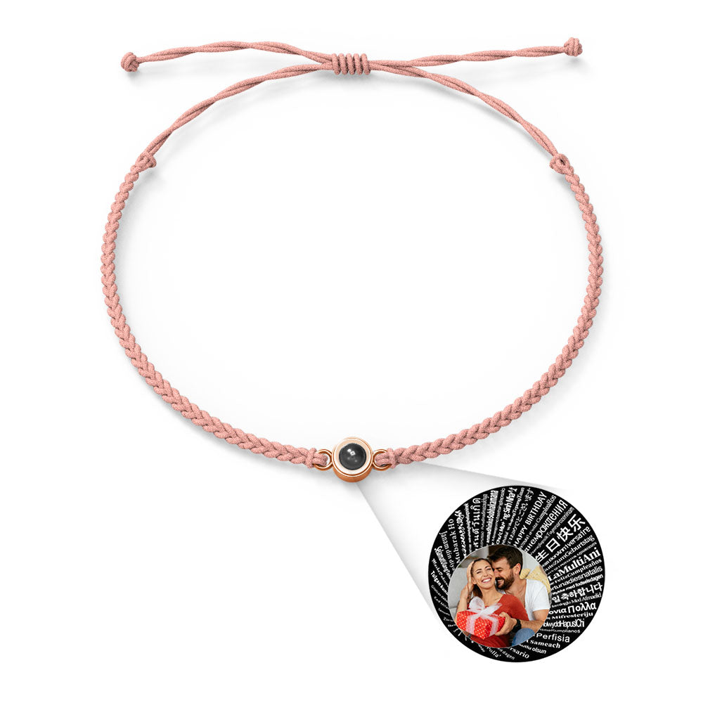 Pulsera con dije de proyección de fotos personalizada, varios colores, estilos, te amo en 100 idiomas, joyería fotográfica minimalista, regalo de cumpleaños