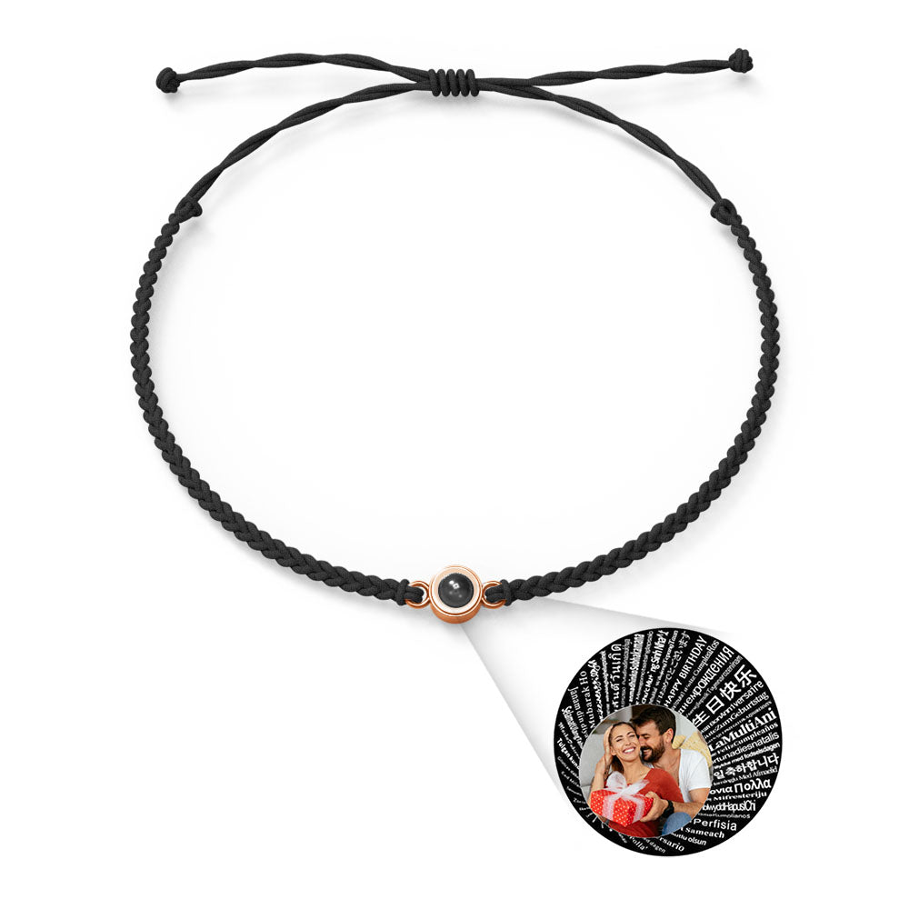 Pulsera con dije de proyección de fotos personalizada, varios colores, estilos, te amo en 100 idiomas, joyería fotográfica minimalista, regalo de cumpleaños