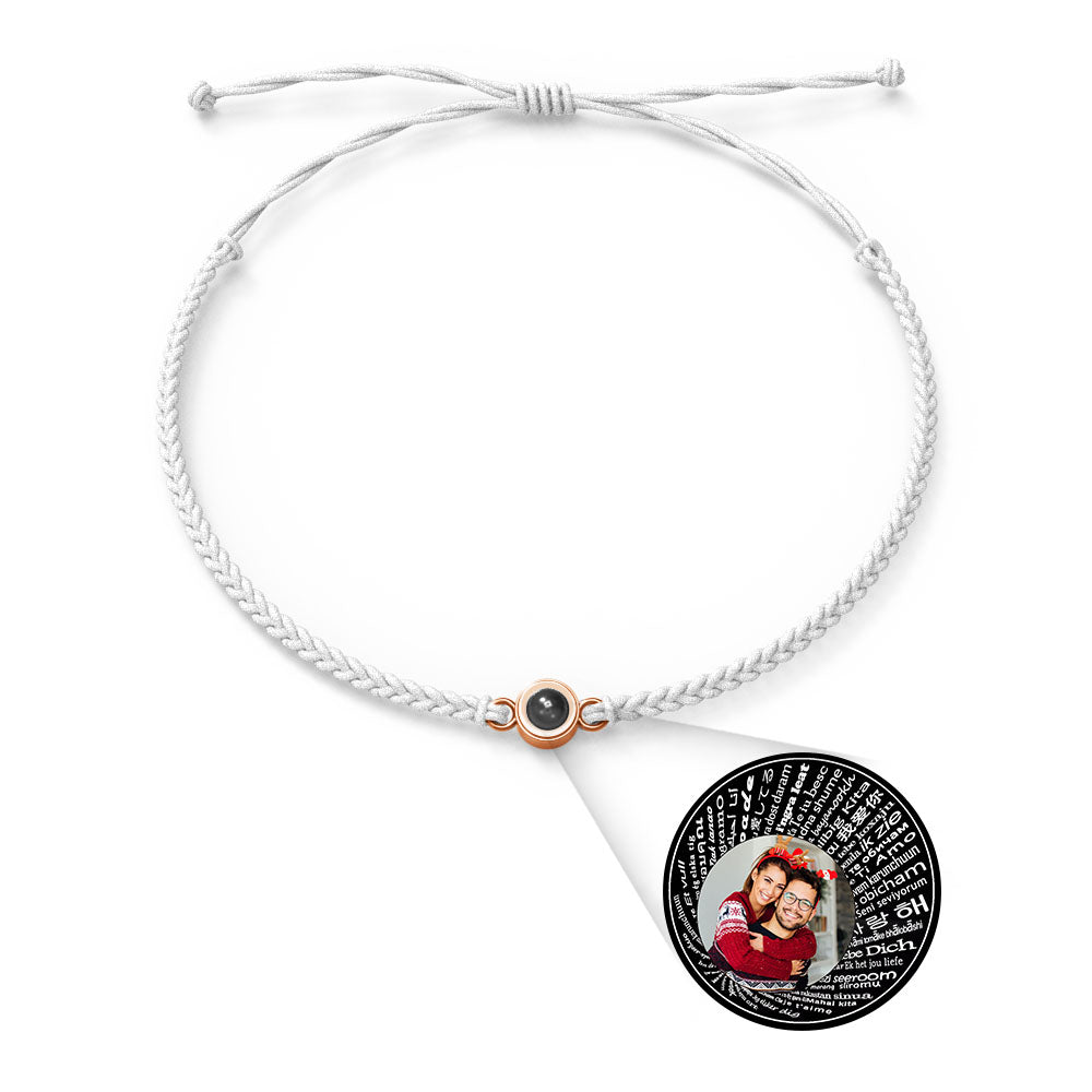 Pulsera con dije de proyección de fotos personalizada, varios colores, estilos, te amo en 100 idiomas, joyería fotográfica minimalista, regalo de cumpleaños