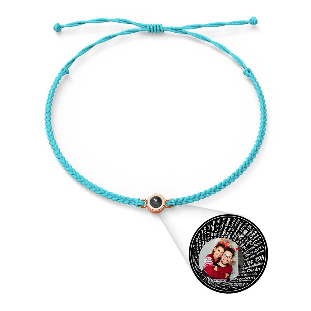 Pulsera con dije de proyección de fotos personalizada, varios colores, estilos, te amo en 100 idiomas, joyería fotográfica minimalista, regalo de cumpleaños