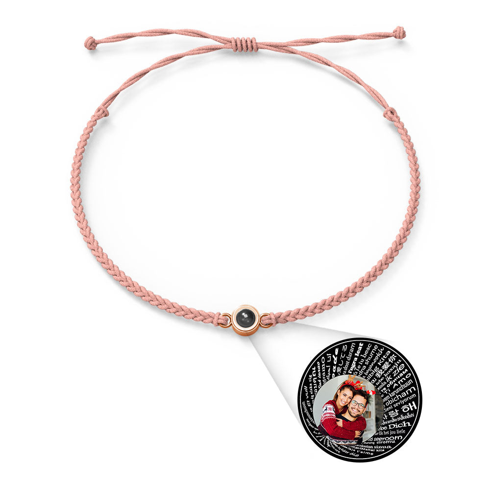 Pulsera con dije de proyección de fotos personalizada, varios colores, estilos, te amo en 100 idiomas, joyería fotográfica minimalista, regalo de cumpleaños