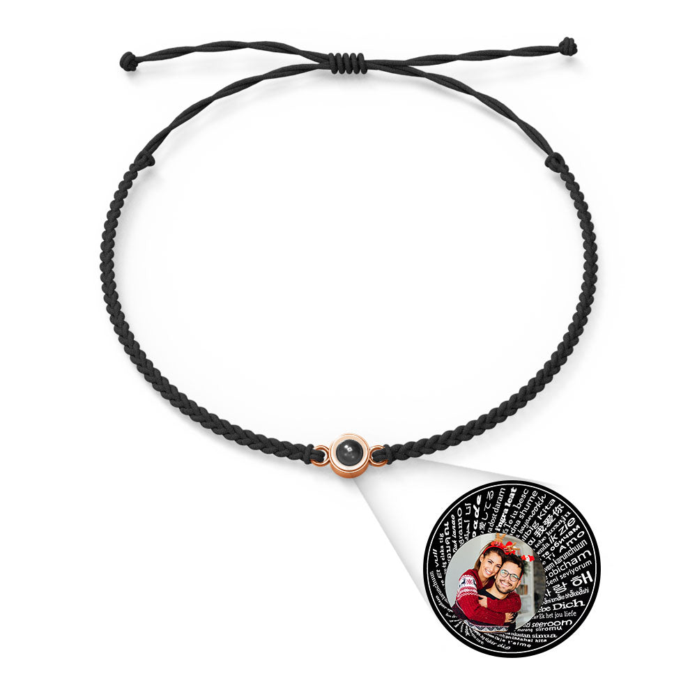 Pulsera con dije de proyección de fotos personalizada, varios colores, estilos, te amo en 100 idiomas, joyería fotográfica minimalista, regalo de cumpleaños