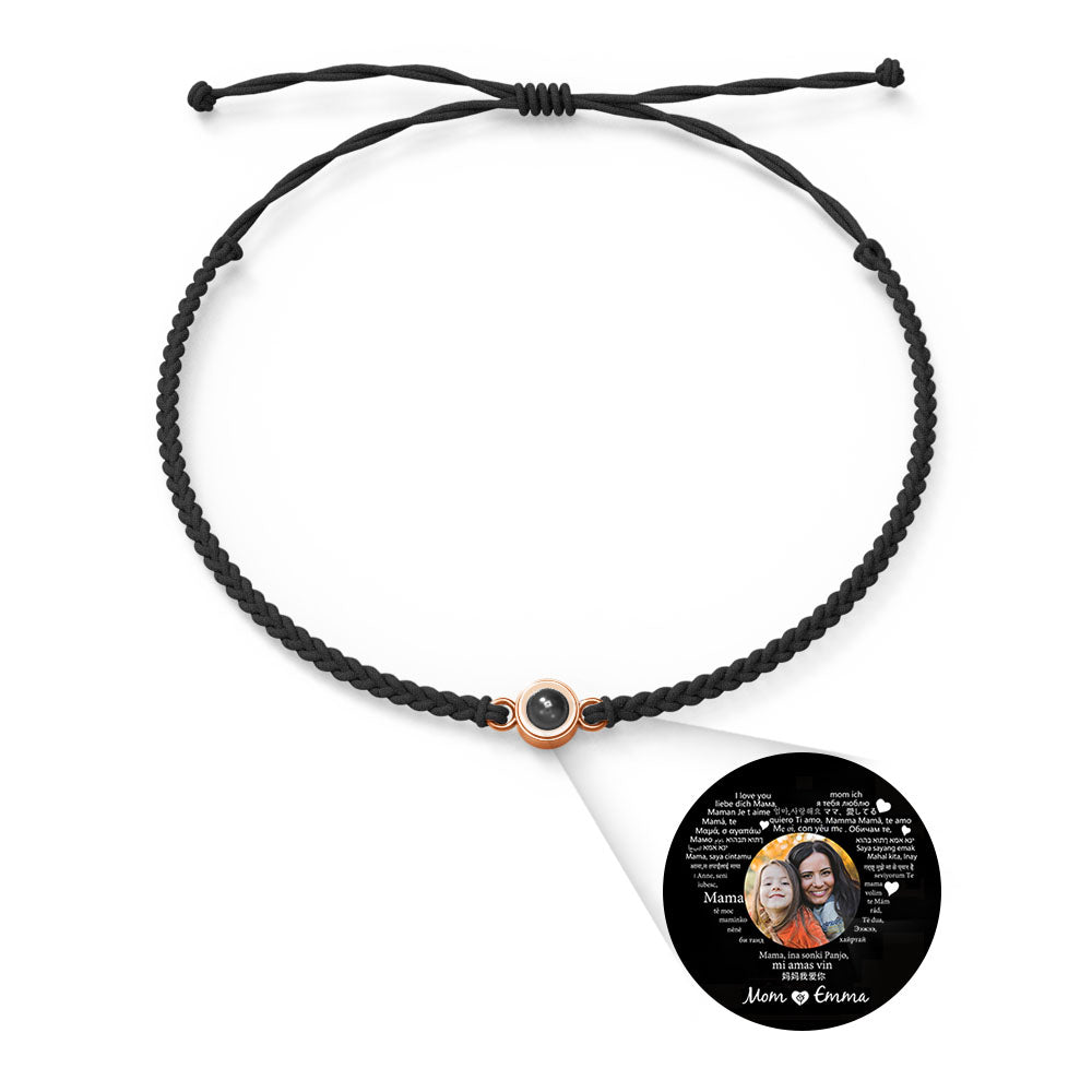 Pulsera con dije de proyección de fotos personalizada, varios colores, estilos, te amo en 100 idiomas, joyería fotográfica minimalista, regalo de cumpleaños