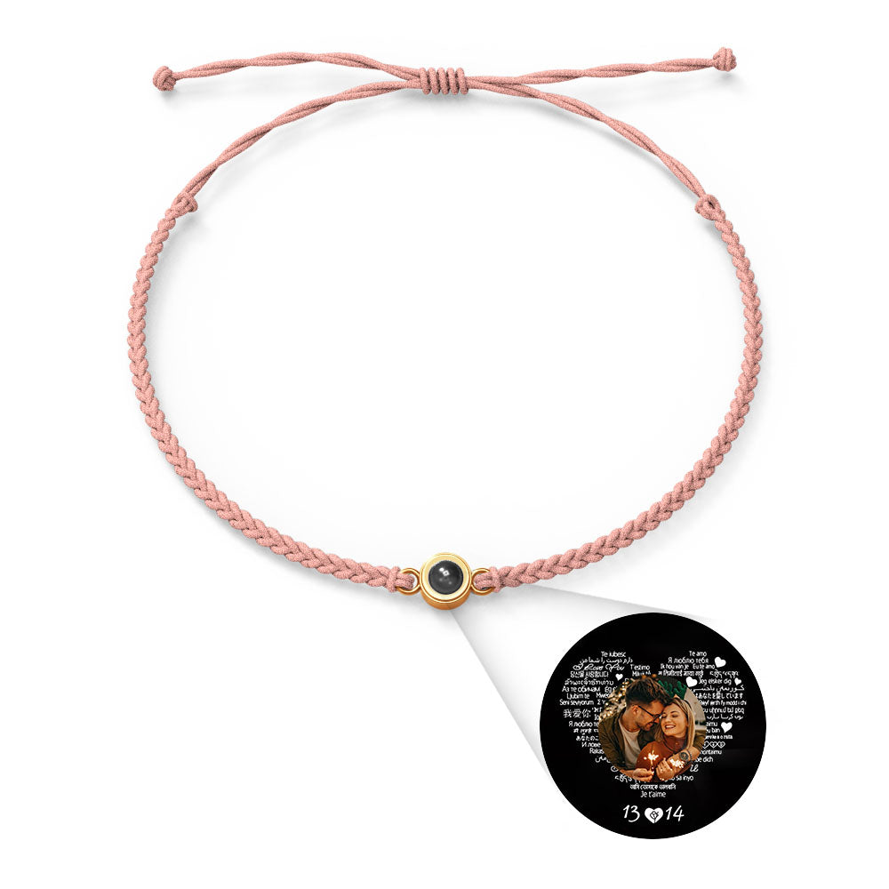 Pulsera con dije de proyección de fotos personalizada, varios colores, estilos, te amo en 100 idiomas, joyería fotográfica minimalista, regalo de cumpleaños