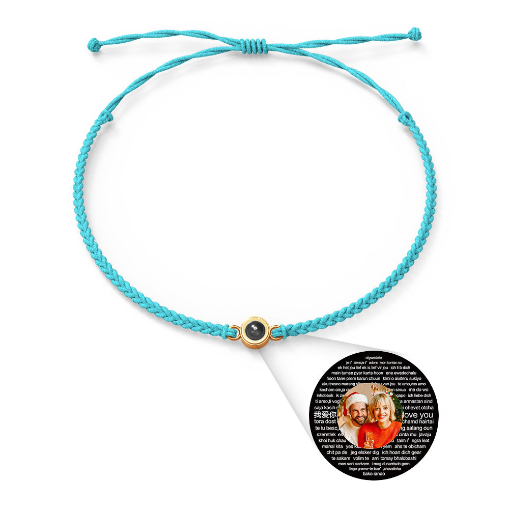 Pulsera con dije de proyección de fotos personalizada, varios colores, estilos, te amo en 100 idiomas, joyería fotográfica minimalista, regalo de cumpleaños