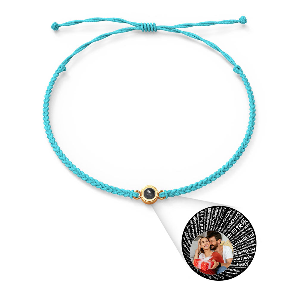 Pulsera con dije de proyección de fotos personalizada, varios colores, estilos, te amo en 100 idiomas, joyería fotográfica minimalista, regalo de cumpleaños