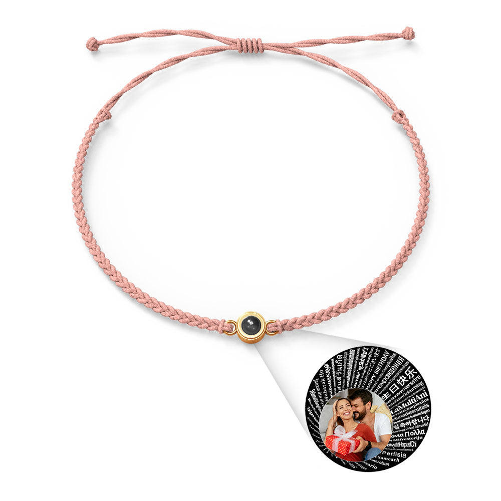 Pulsera con dije de proyección de fotos personalizada, varios colores, estilos, te amo en 100 idiomas, joyería fotográfica minimalista, regalo de cumpleaños
