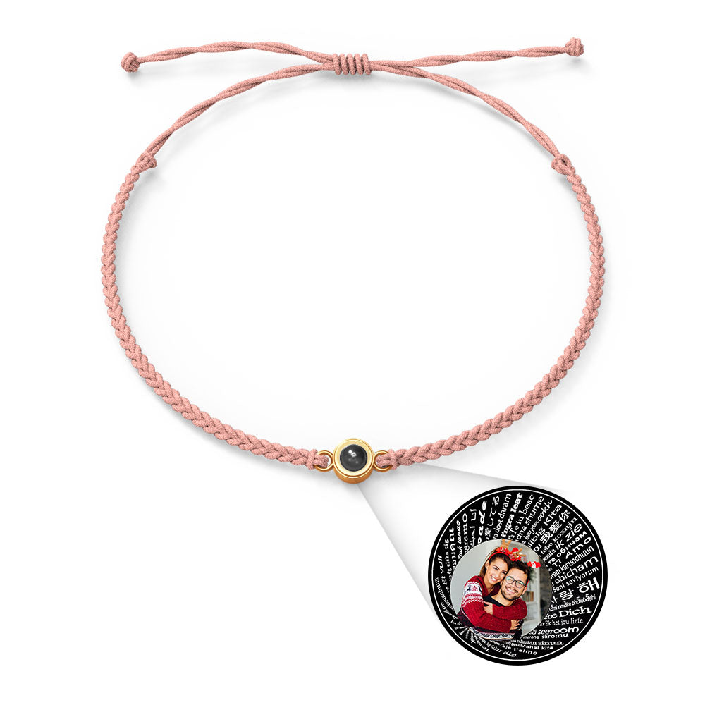 Pulsera con dije de proyección de fotos personalizada, varios colores, estilos, te amo en 100 idiomas, joyería fotográfica minimalista, regalo de cumpleaños