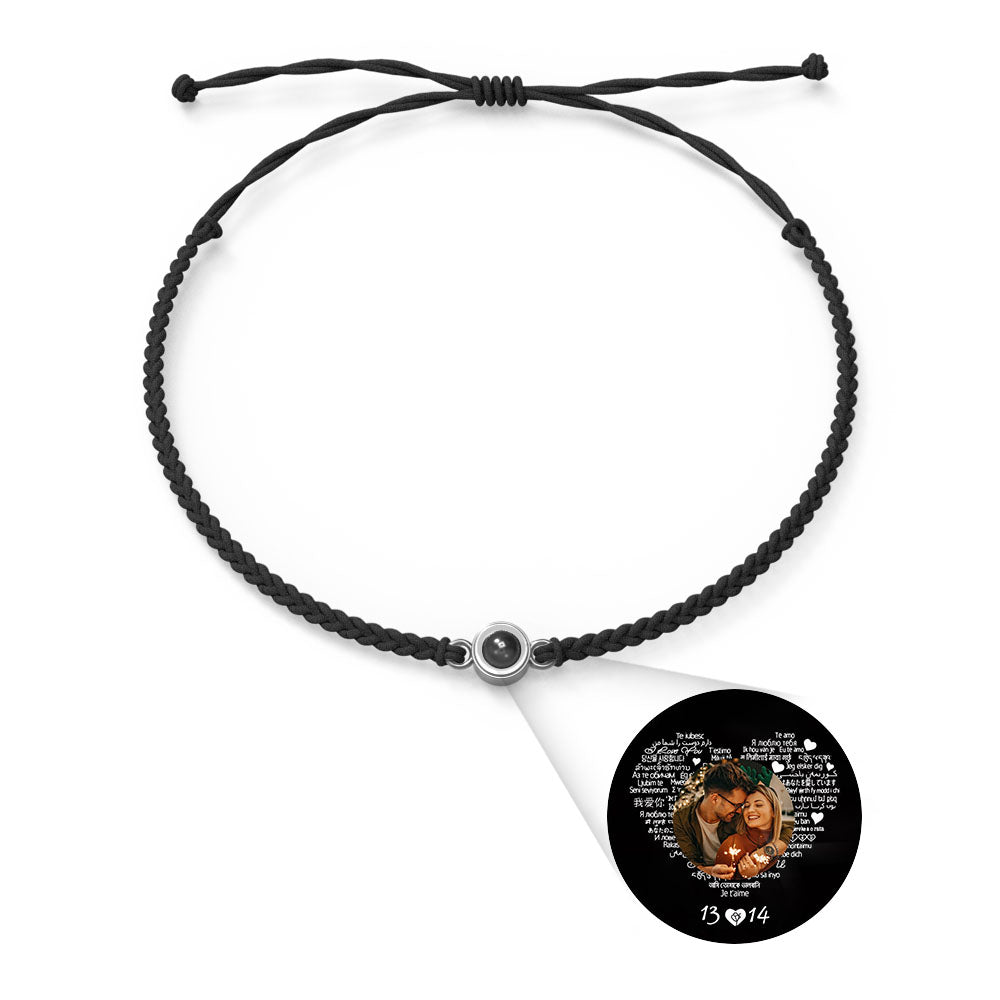 Pulsera con dije de proyección de fotos personalizada, varios colores, estilos, te amo en 100 idiomas, joyería fotográfica minimalista, regalo de cumpleaños