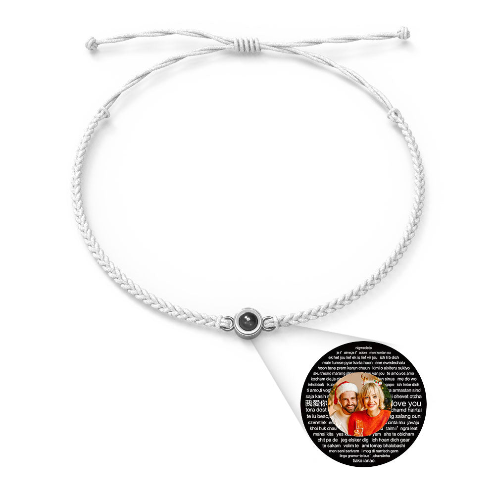 Pulsera con dije de proyección de fotos personalizada, varios colores, estilos, te amo en 100 idiomas, joyería fotográfica minimalista, regalo de cumpleaños