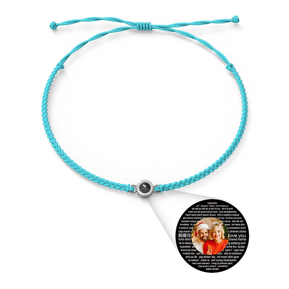 Pulsera con dije de proyección de fotos personalizada, varios colores, estilos, te amo en 100 idiomas, joyería fotográfica minimalista, regalo de cumpleaños