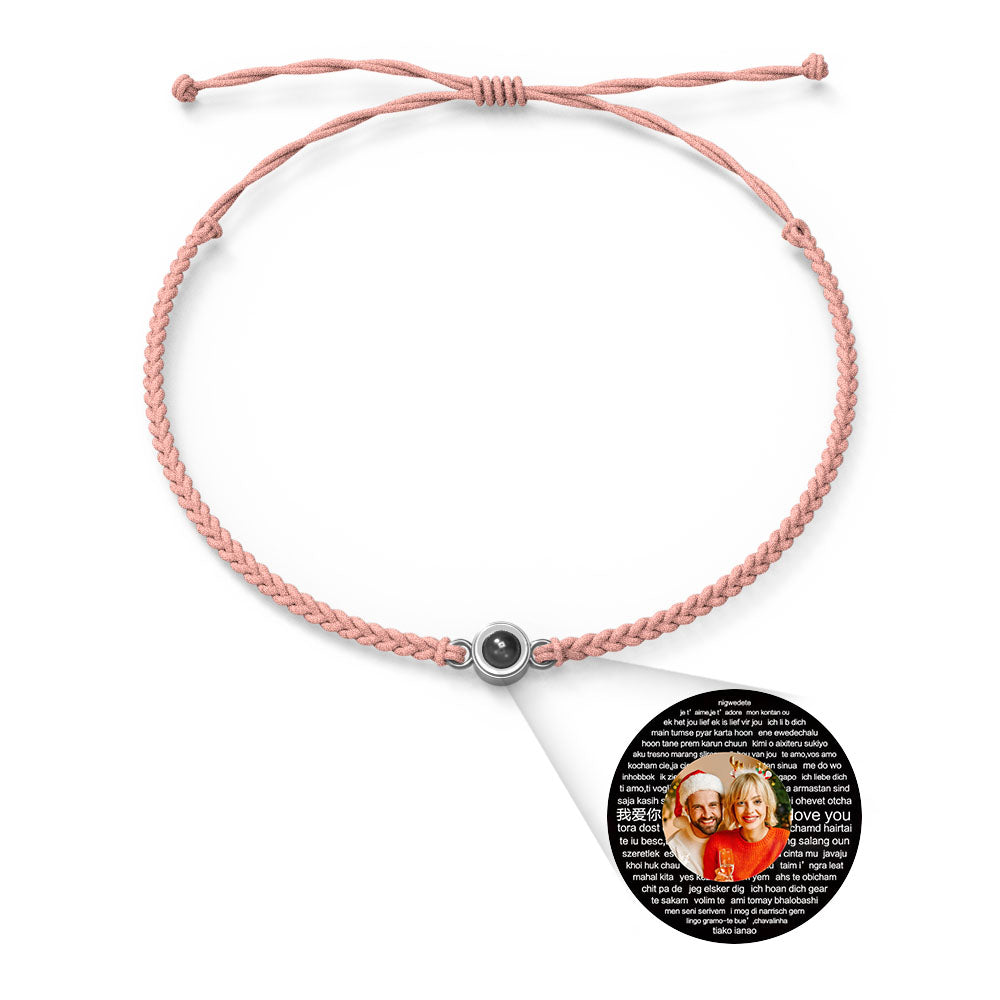 Pulsera con dije de proyección de fotos personalizada, varios colores, estilos, te amo en 100 idiomas, joyería fotográfica minimalista, regalo de cumpleaños