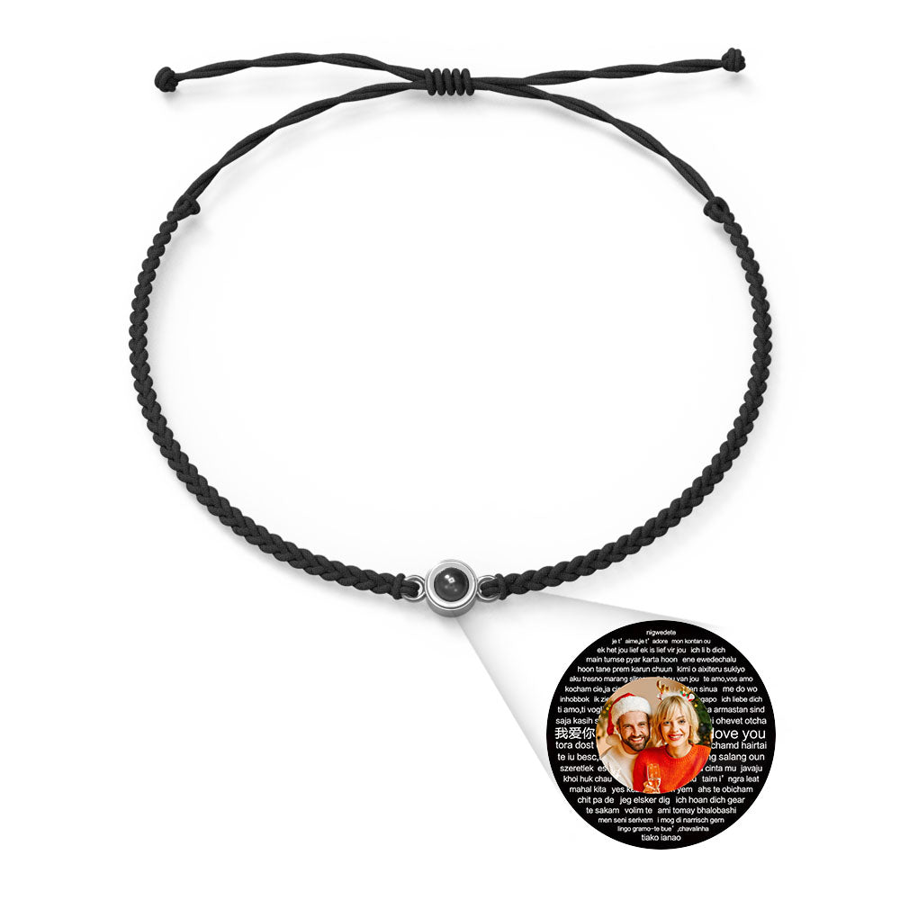 Pulsera con dije de proyección de fotos personalizada, varios colores, estilos, te amo en 100 idiomas, joyería fotográfica minimalista, regalo de cumpleaños