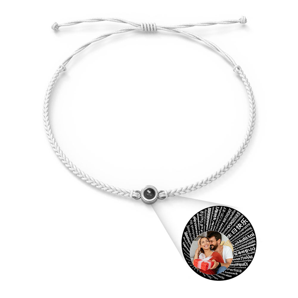 Pulsera con dije de proyección de fotos personalizada, varios colores, estilos, te amo en 100 idiomas, joyería fotográfica minimalista, regalo de cumpleaños