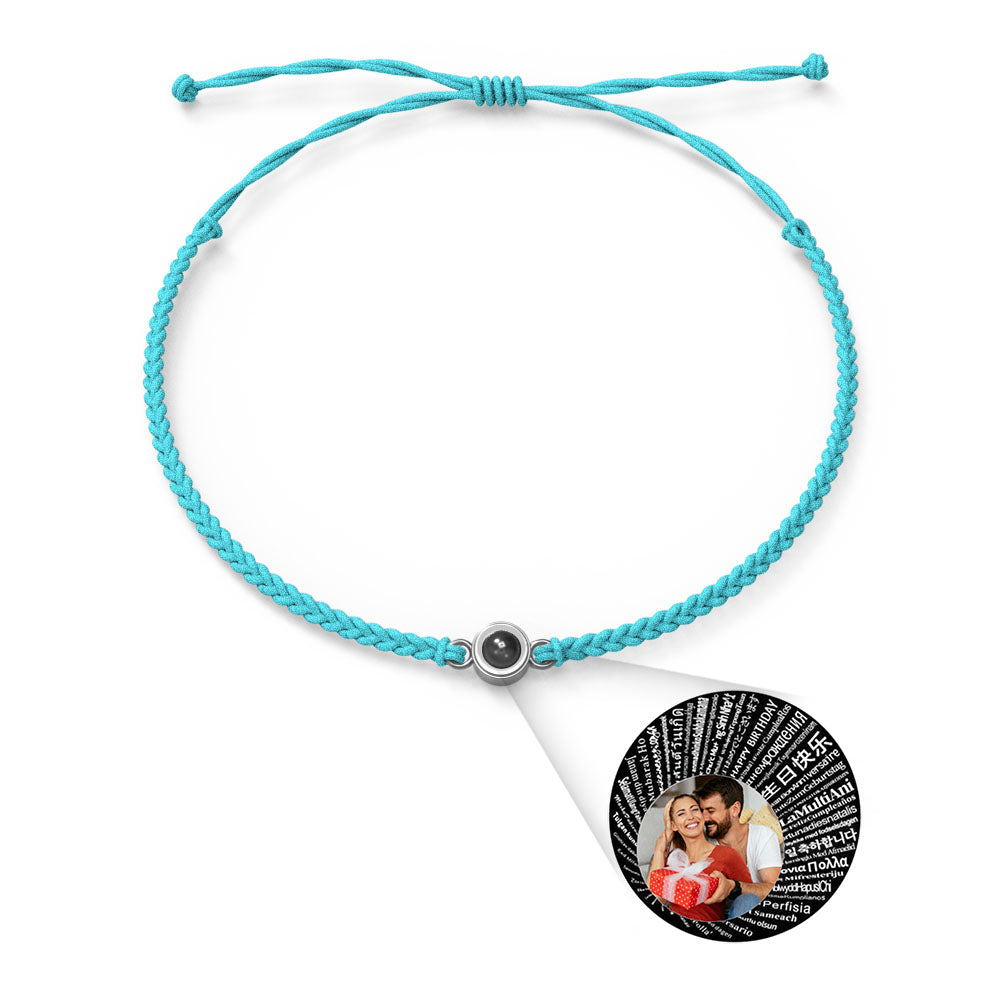 Pulsera con dije de proyección de fotos personalizada, varios colores, estilos, te amo en 100 idiomas, joyería fotográfica minimalista, regalo de cumpleaños