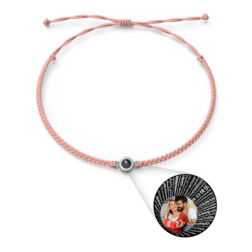 Pulsera con dije de proyección de fotos personalizada, varios colores, estilos, te amo en 100 idiomas, joyería fotográfica minimalista, regalo de cumpleaños