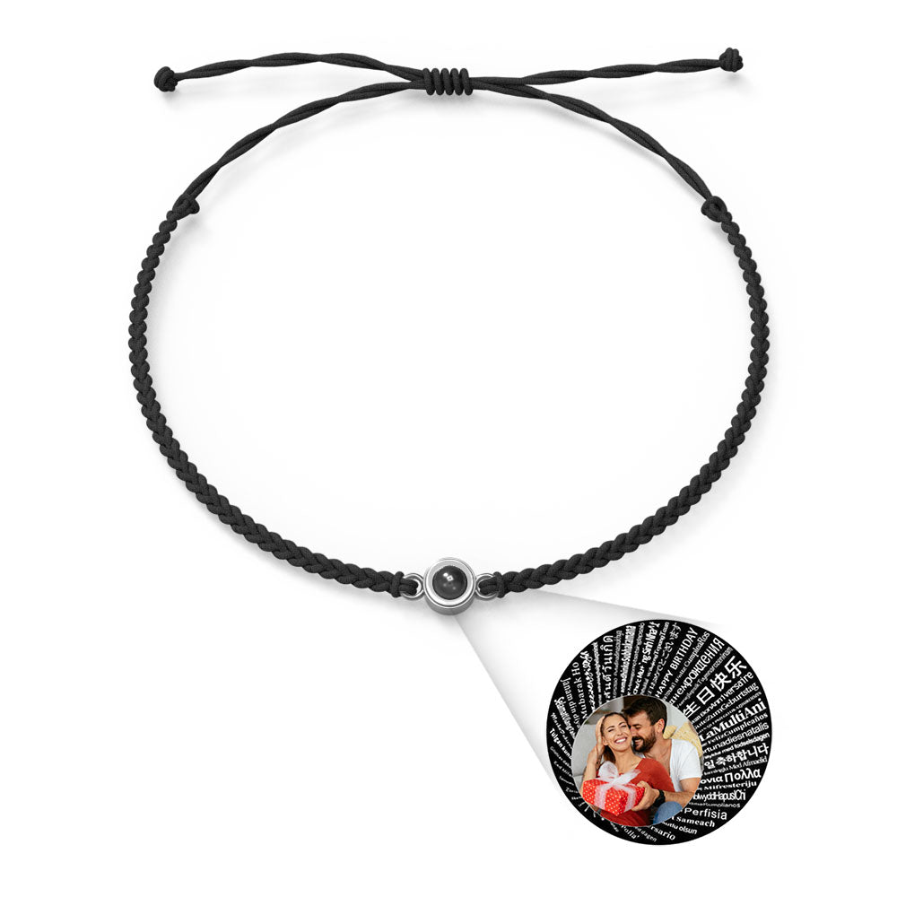 Pulsera con dije de proyección de fotos personalizada, varios colores, estilos, te amo en 100 idiomas, joyería fotográfica minimalista, regalo de cumpleaños