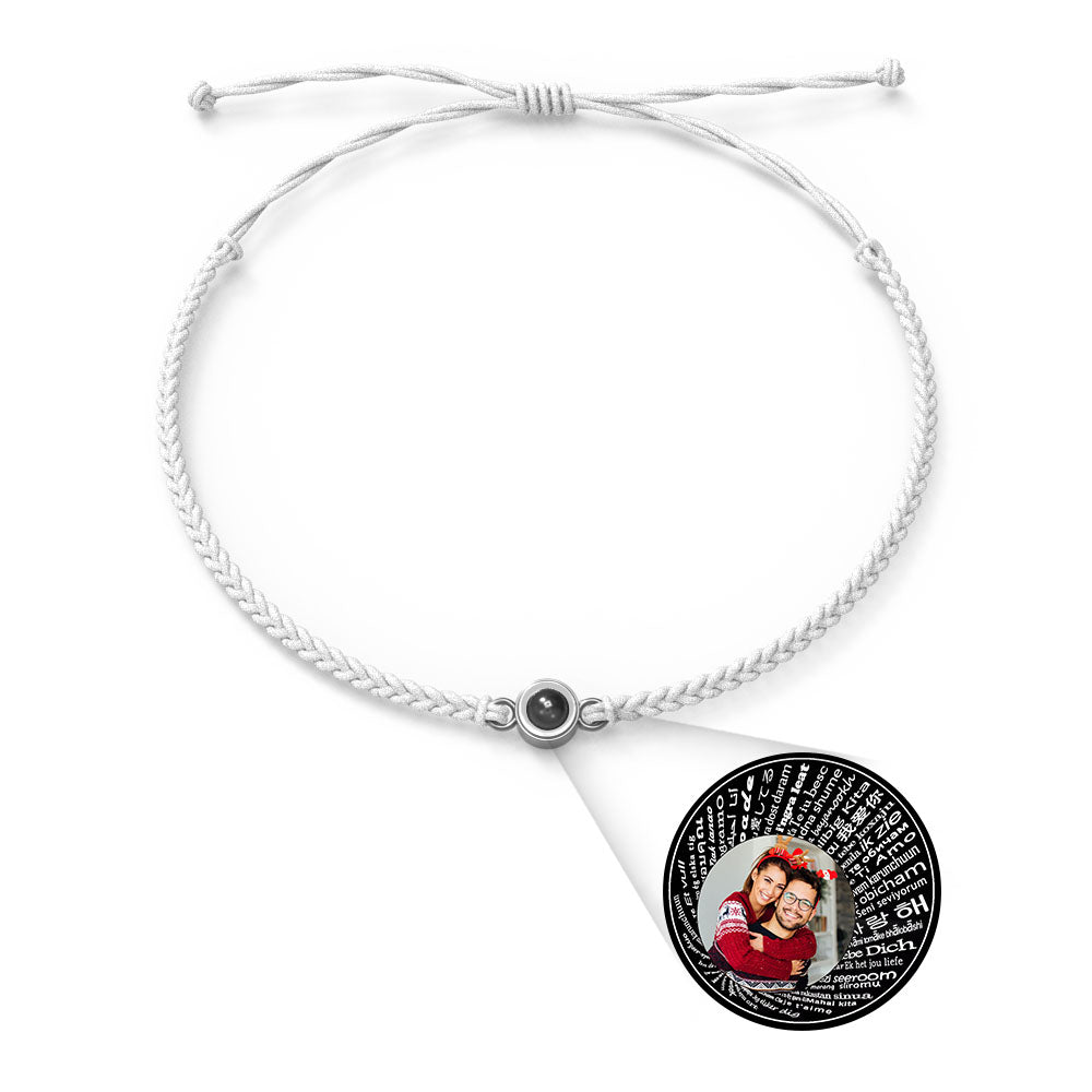Pulsera con dije de proyección de fotos personalizada, varios colores, estilos, te amo en 100 idiomas, joyería fotográfica minimalista, regalo de cumpleaños